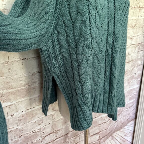 Urban Outfitters Womens Teal Cold Shoulder Sweater Chunky Cable Knit Size S NEW - Picture 6 of 12